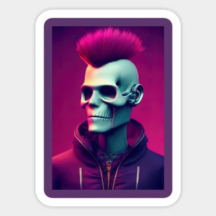 Punk Skull Jacket Rock Concept Digital Illustration Sticker